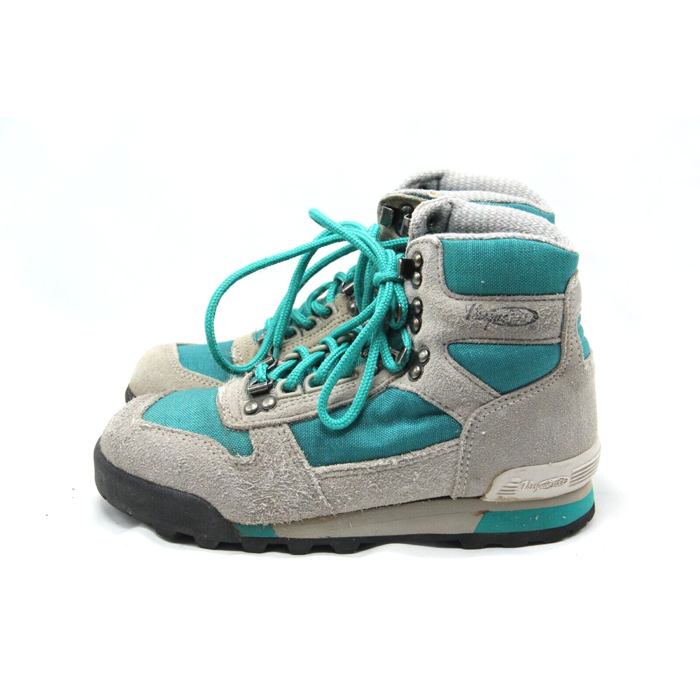 VTG Vasque Boots Womens Size 6.5 Hiking Gray Teal Nubuck 7591 Lace Up Ankle